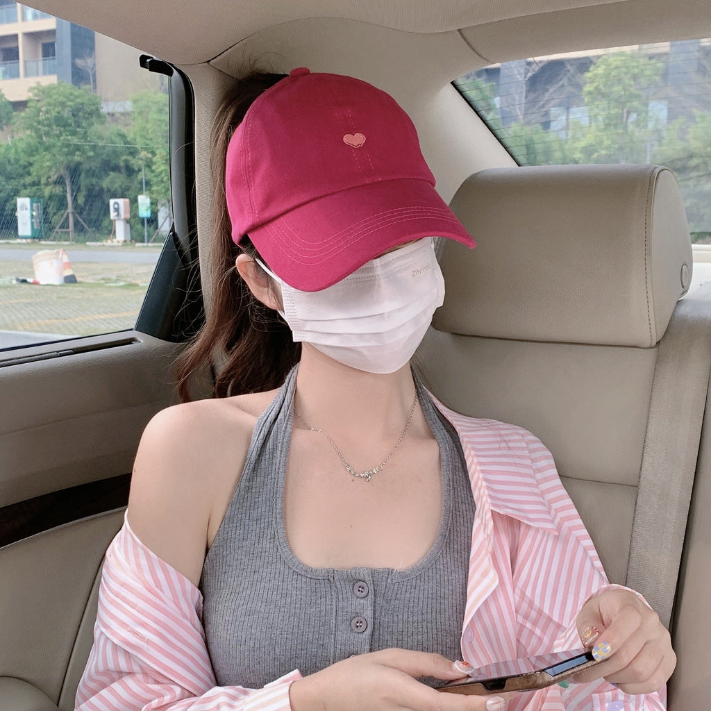 Preppy Style Love Embroidery Ponytail Half Topless Hat