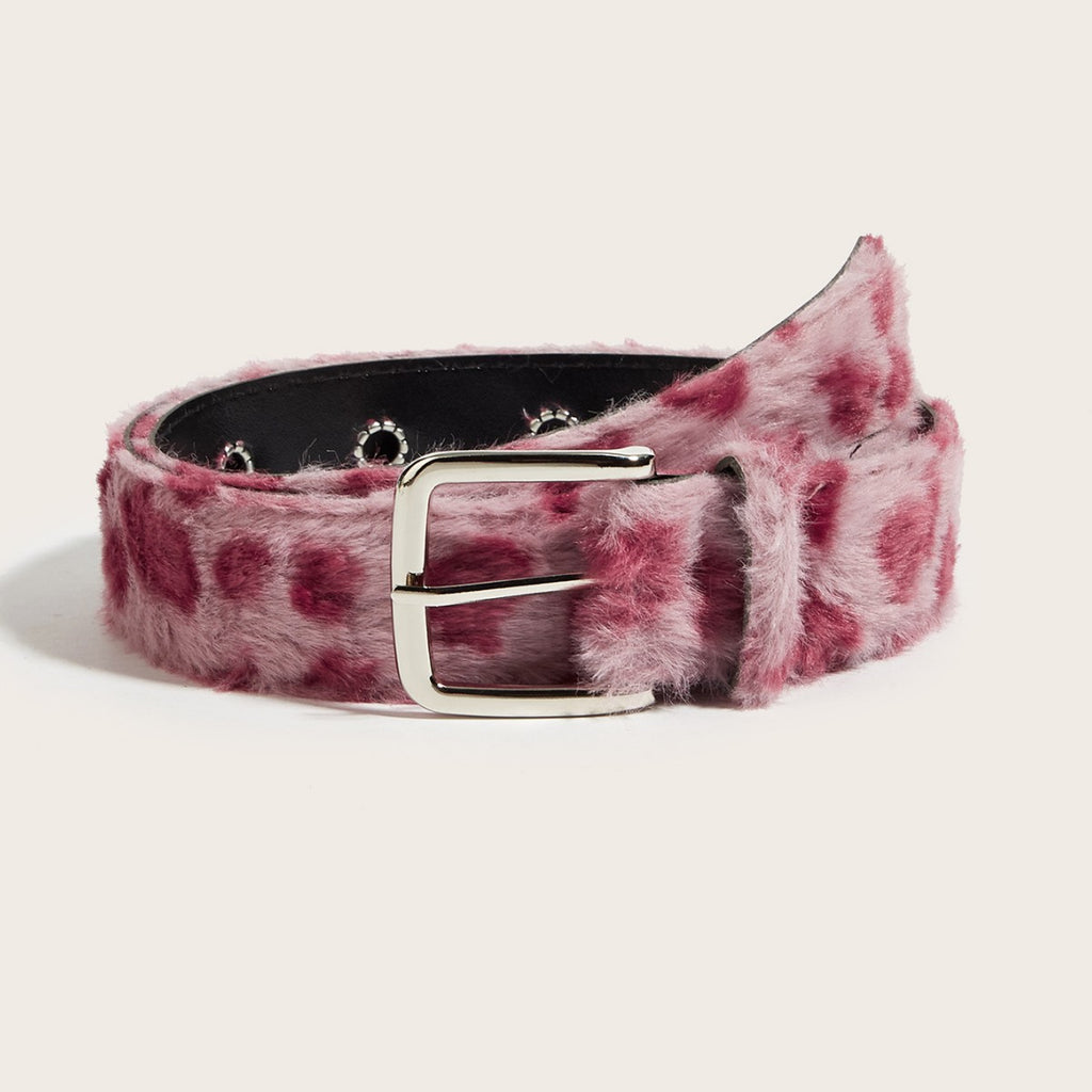 Western Womens Leopard-Print Plush Belt Subculture