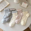 5pairs Women's Spring And Summer Thin Black Fungal Edge Short Tube Socks Wholesale Versatile Lolita Cute Women's Socks