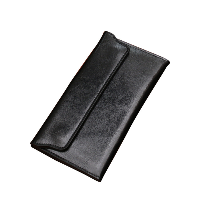 Leather Buckle Simple Business Cowhide Thin Wallet Card