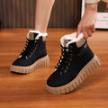 Womens High-top, Fleece-lined Dr Martensstyle Boots, Thick-soled And Casual