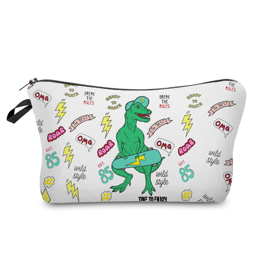Cartoon Dinosaur Print Makeup Bag