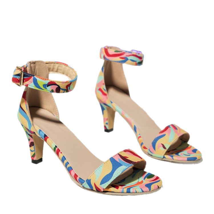 Womens Fashion Plus-Size Square-Toe Open-Toe High-Heel Sandals