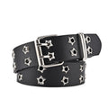 Double-Row Eyelet Belt With Hollowed-Out Design Casual Punk Leather Belt For Women