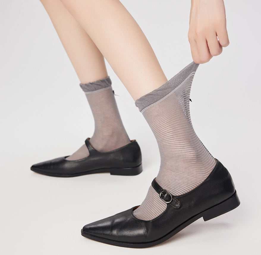 Women's Sweet Ballet-Style Butterfly Knot Thigh-High Socks With Breathable Thin Design For Summer Boneless Glass