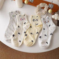 Coquette Heart Print Ankle Socks, Ruffle Cuff Pastel Knit Socks, Women's Cute Casual Socks For Everyday & Sneakers