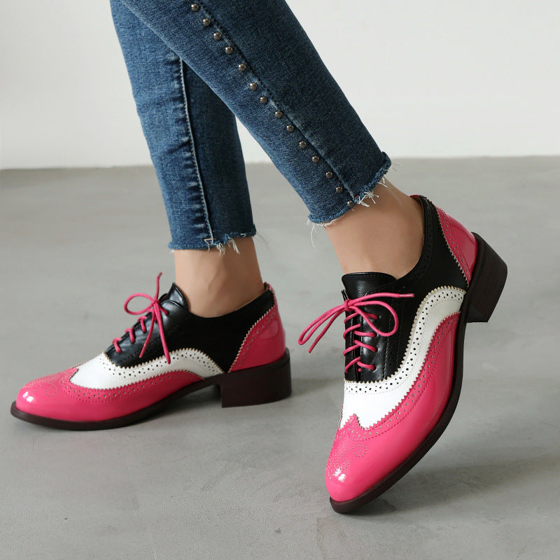 Color-block Laced Brogue Deep-toe Women's