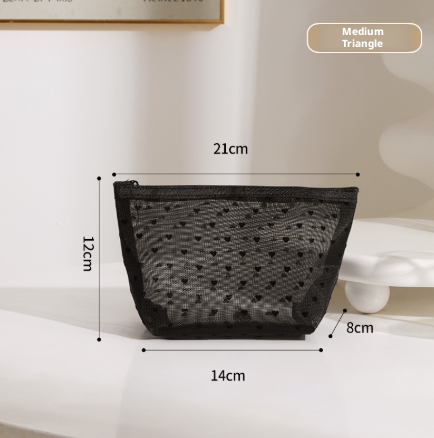 Love mesh cosmetic bag-with portable large size-1 beige color