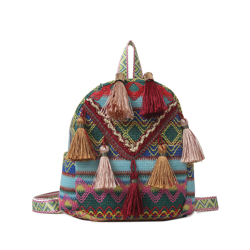 New Lightweight Womens Backpack With Ethnic-style Tassels