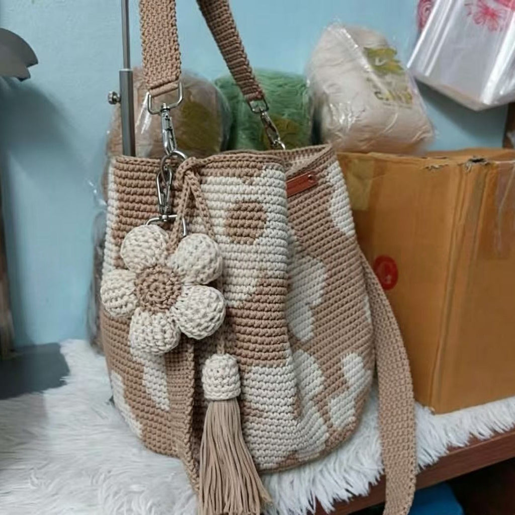 Hand-Crocheted Flower Tote Bag For Women