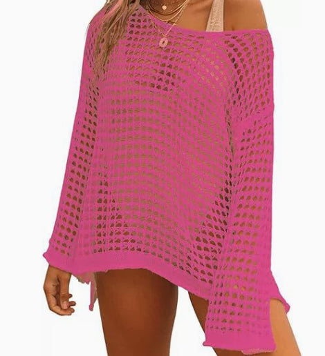 Mesh Hollow Out Knitwear Swimsuit Beach Sun Protection