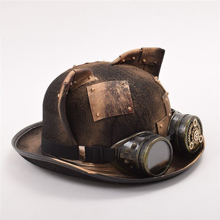 Steampunk Streetwear Vintage Gear Oversized Round Top Fedora