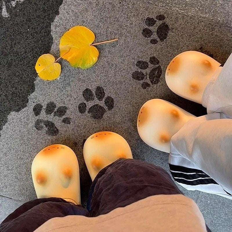 Warm Fleece-Lined Non-Slip Waterproof Adorable Kitty Cotton Slippers For Women