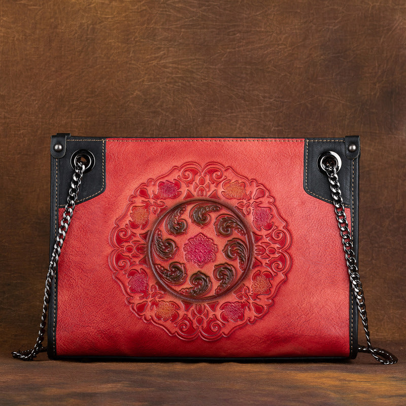 Large-Capacity ShoulderCrossbody Top-Grain Leather Tote Bag