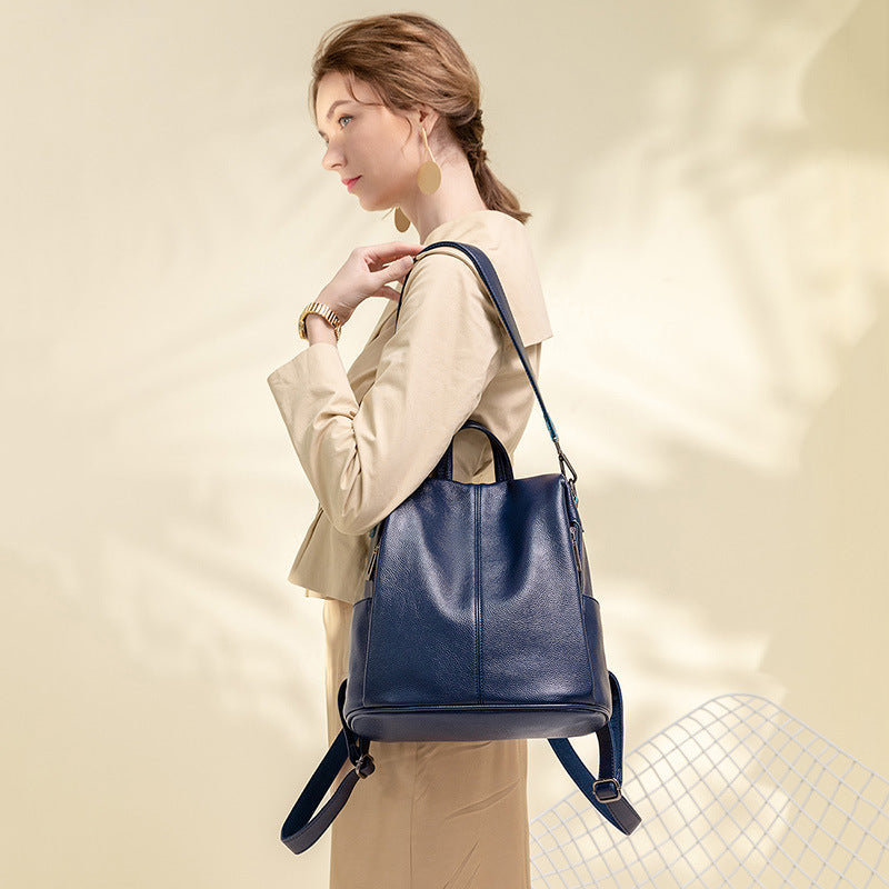 Versatile Large-Capacity Anti-Theft Bag Soft Leather Backpack