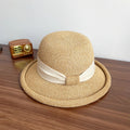 French Straw Sun Protection Bow Curling Temperament Straw Hat