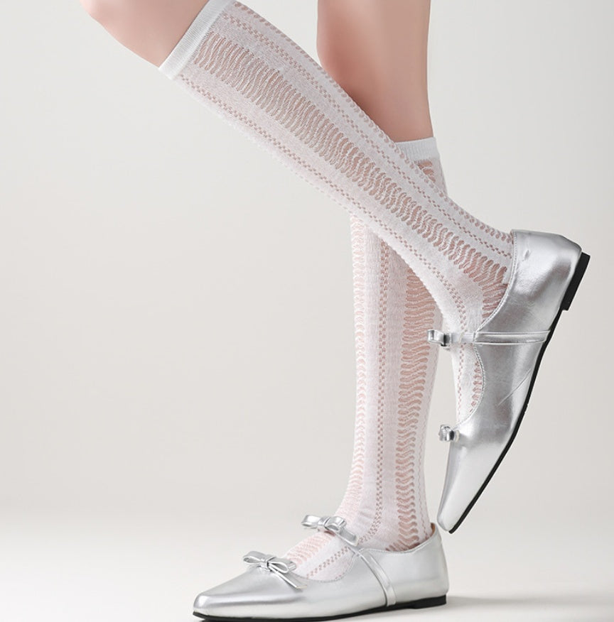 Summer Thin Mesh Breathable Calf Socks For Children, Versatile Midsole Stacking Socks