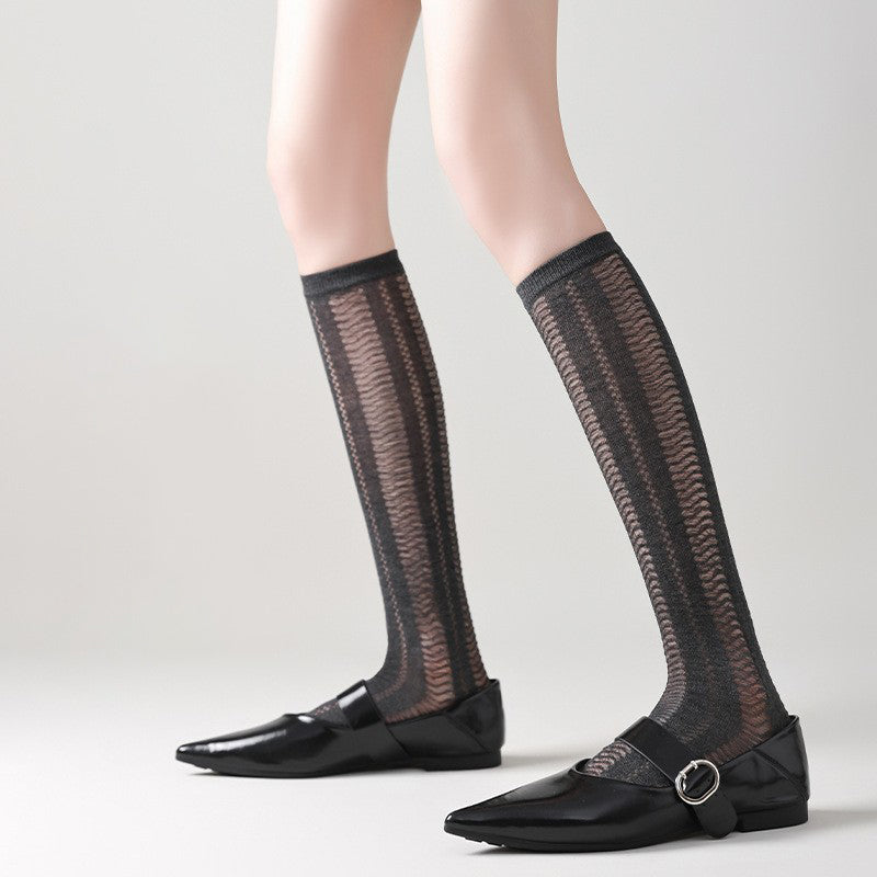 Summer Thin Mesh Breathable Calf Socks For Children, Versatile Midsole Stacking Socks