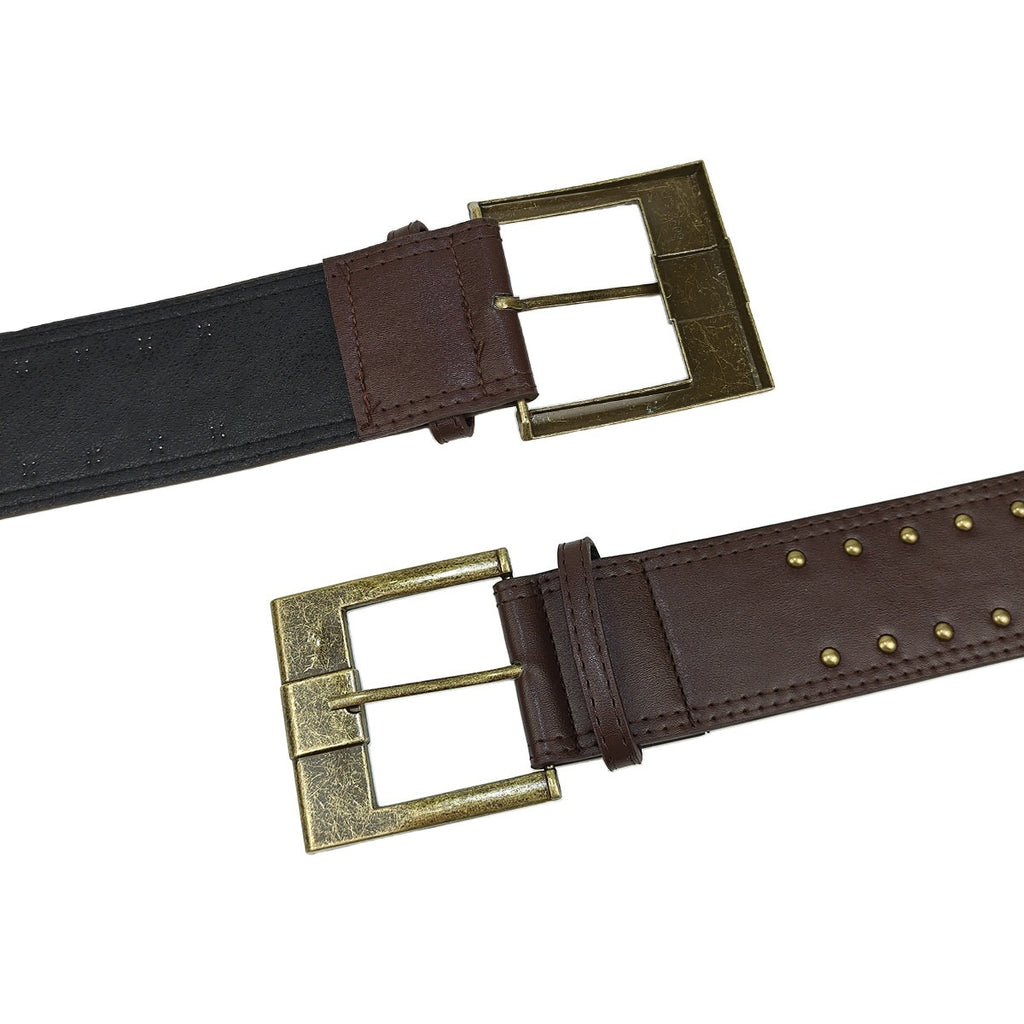 Womens Retro Punk Style Leather Belt With Rivet Decorations