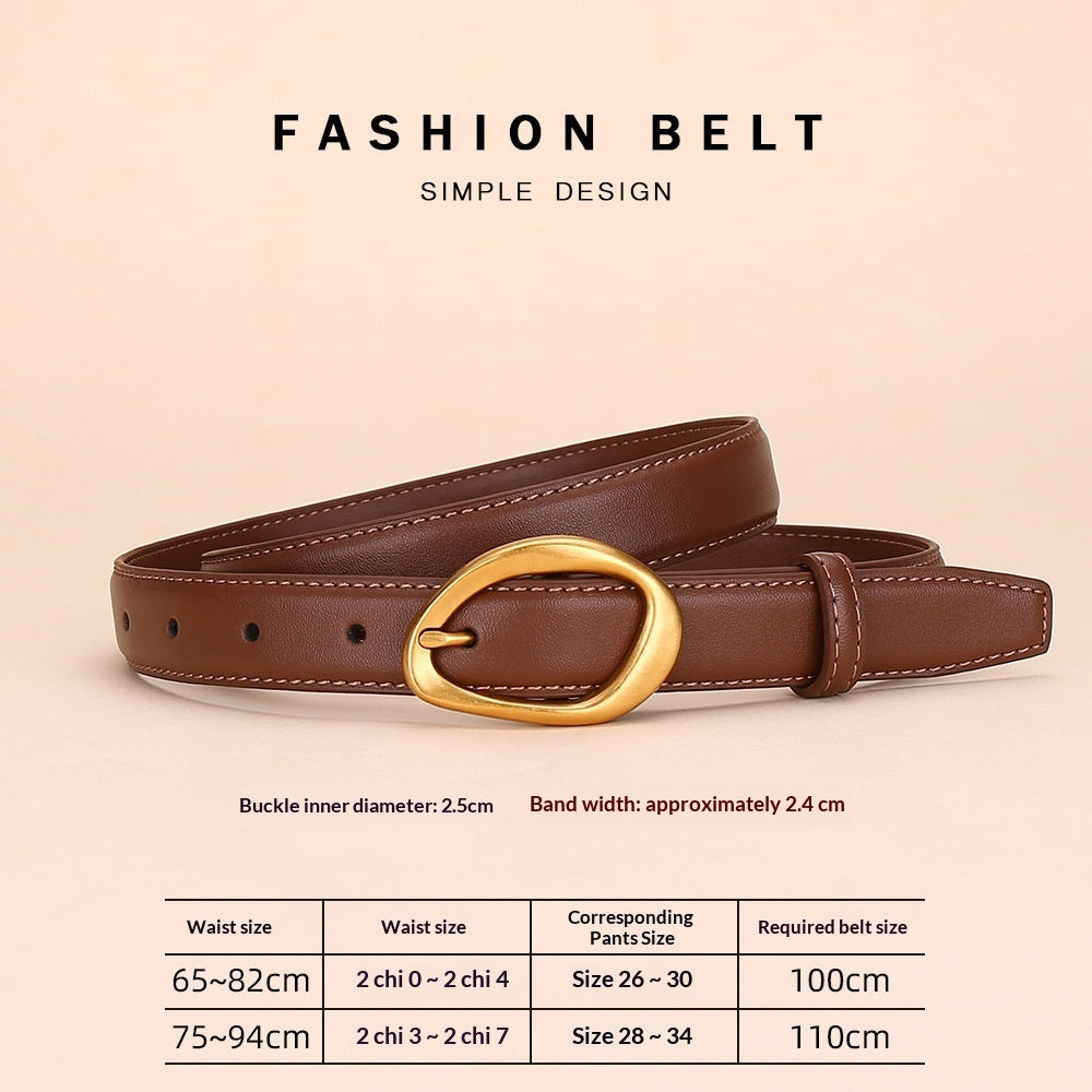 Womens Niche Design Cowhide Fashionable All-Match Belt