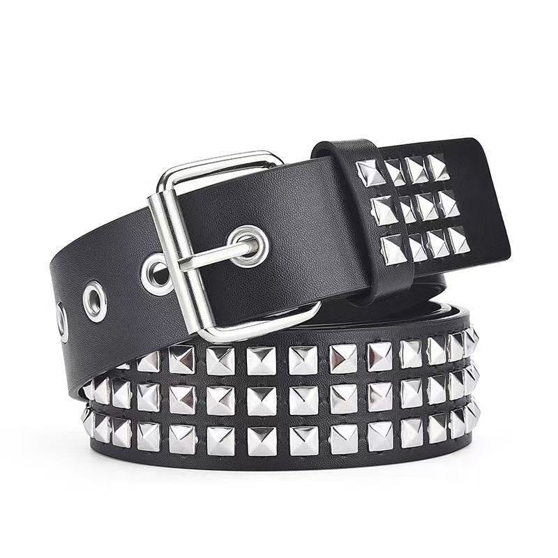 Square Bead Rivet Metal Pyramid Belt