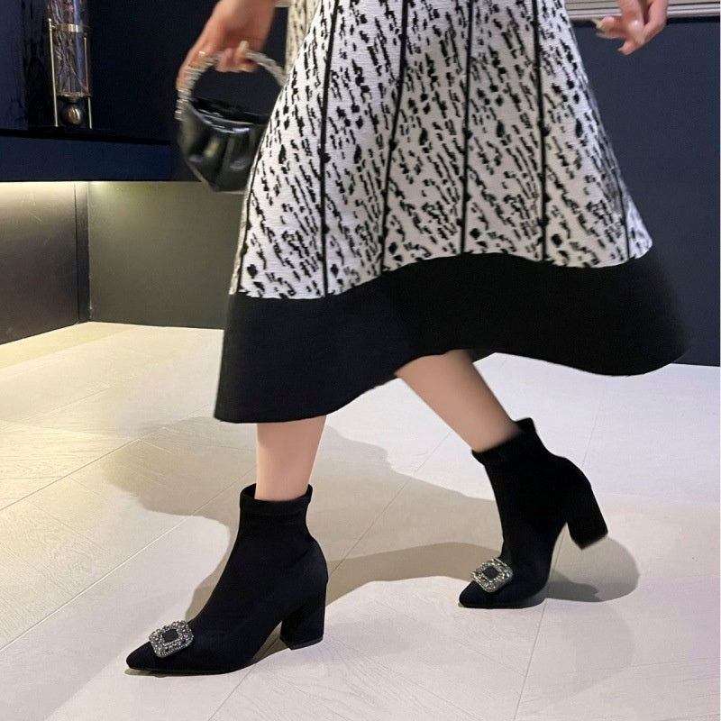 Womens Luxurious And Elegant Pointed-toe Ankle Boots