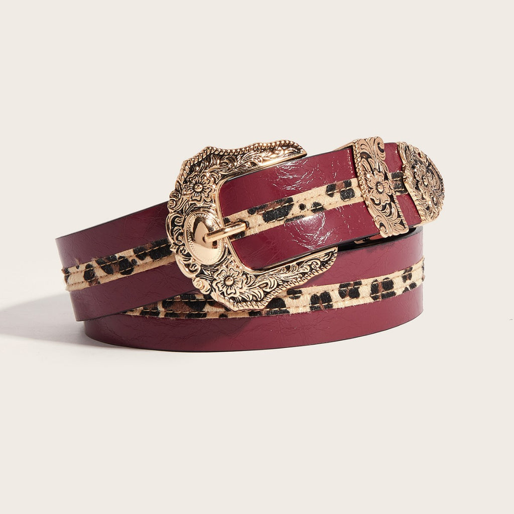 Punk-style Womens Carved-buckle Leather Belt