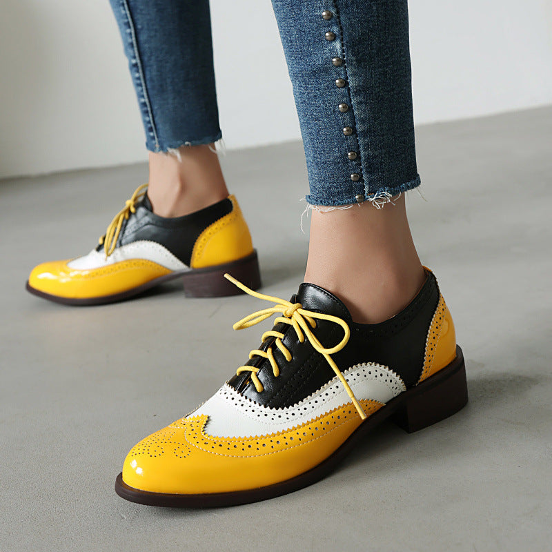 Color-block Laced Brogue Deep-toe Women's