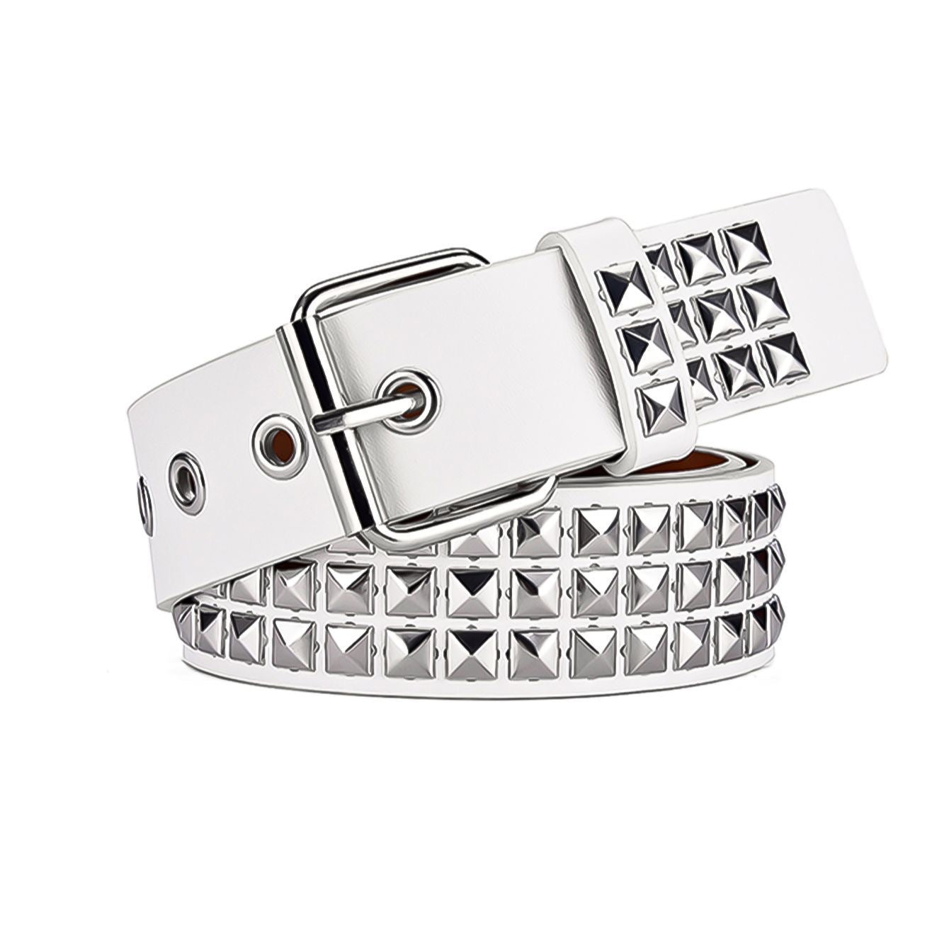 Square Bead Rivet Metal Pyramid Belt