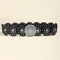 Disc Hook Leather Retro Rivet Alloy Belt Wide Belt