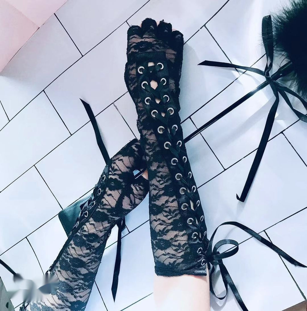 Beautiful Personality Lace Strap Gloves