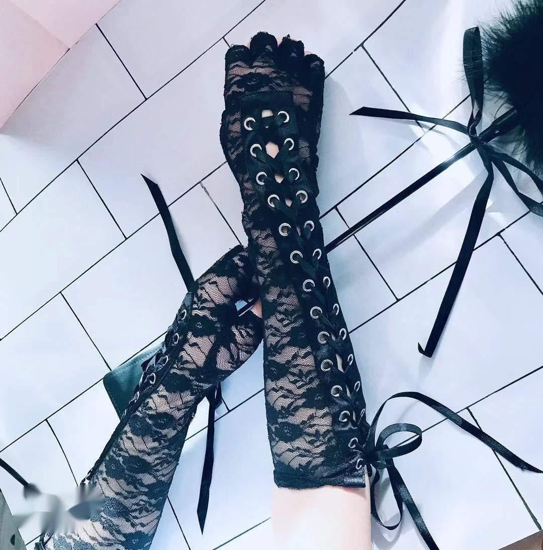 Beautiful Personality Lace Strap Gloves