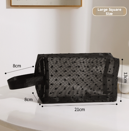Love mesh cosmetic bag-with portable large size-1 beige color