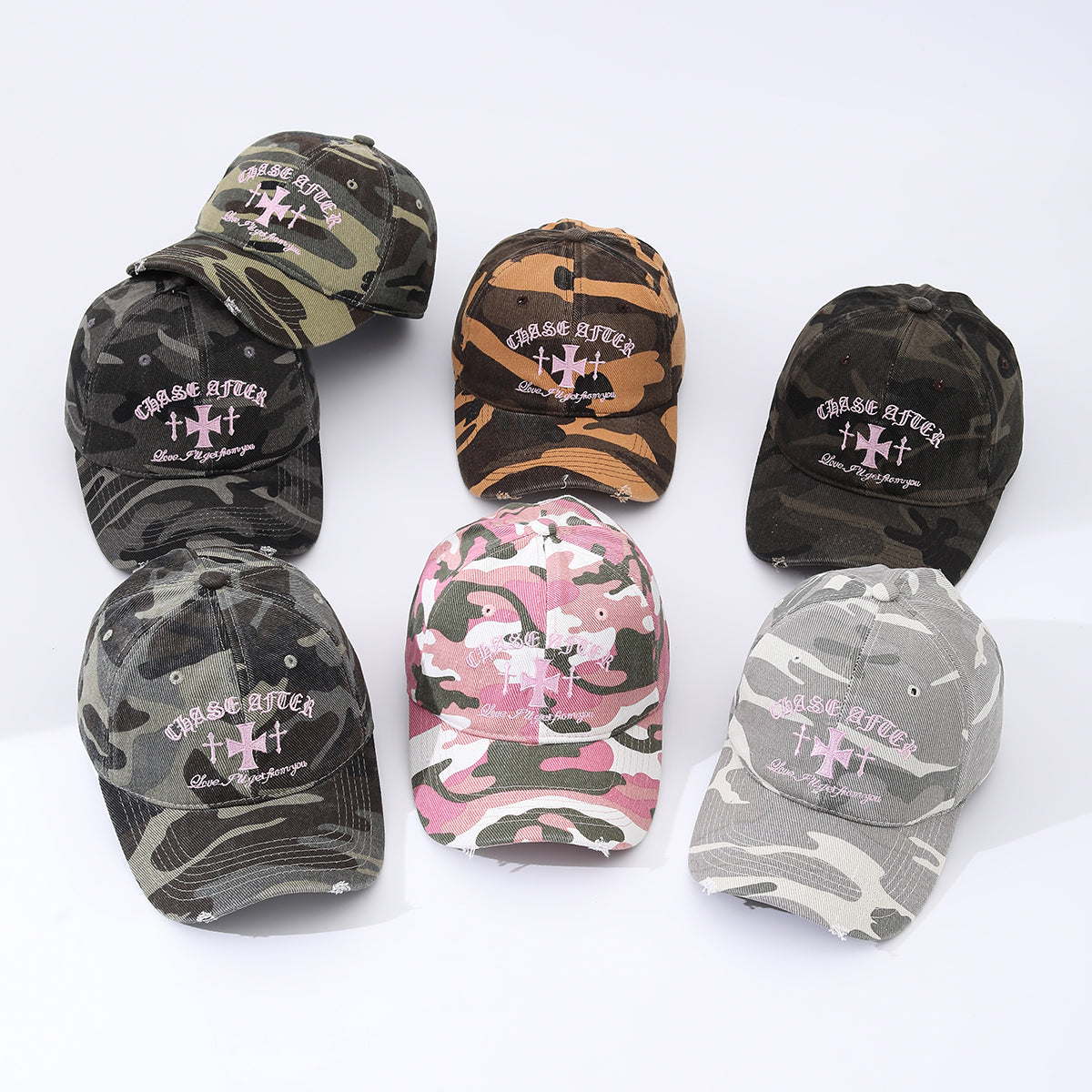 Pink Letter Cross-stitch Embroidered Beveled And Frayed Vintage Trend Baseball Cap Suitable For Street Dates, Shopping And Daily Wear