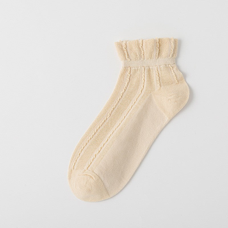Socks Women's Spring Summer Thin Cotton Socks Mesh Girls' Boat Socks Breathable Short Socks Summer Casual Japanese Versatile Short Socks