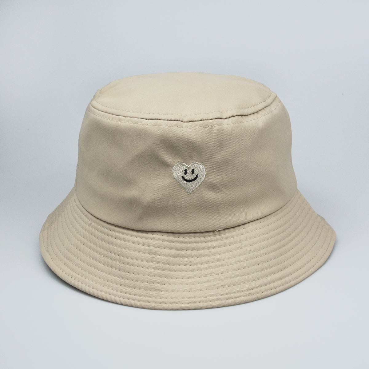 Women's Single-color Embroidered Heart-shaped Smiling Face Pattern Fashion And Simple Style Fishing Hat, Suitable For Daily Commuting, Outdoor Sun Protection, Shopping And Traveling.
