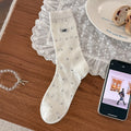 Polka Dot Socks For Children's Spring And Summer Styles, Mid Tube Socks With Egg Letters Embroidery, Long Tube Pile Socks