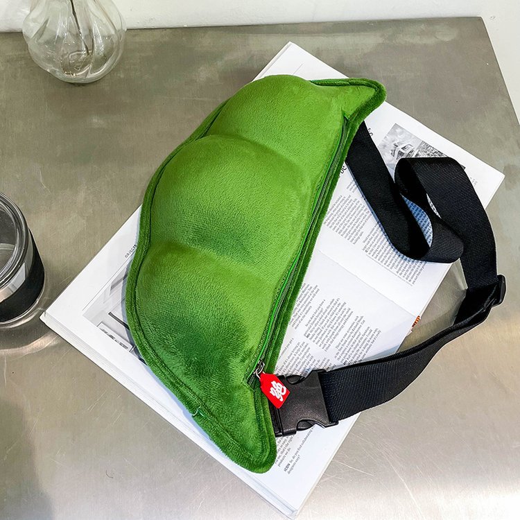 Women's Soft And Cute Plush Pea-Shaped Crossbody Bag