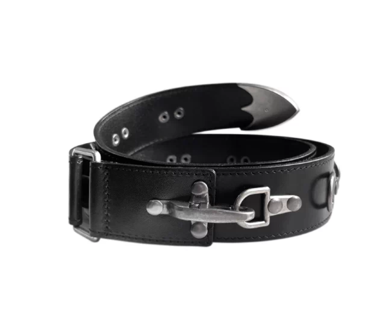 Adjustable Saddle-buckle Leather Belt With Hook-and-loop Fastener