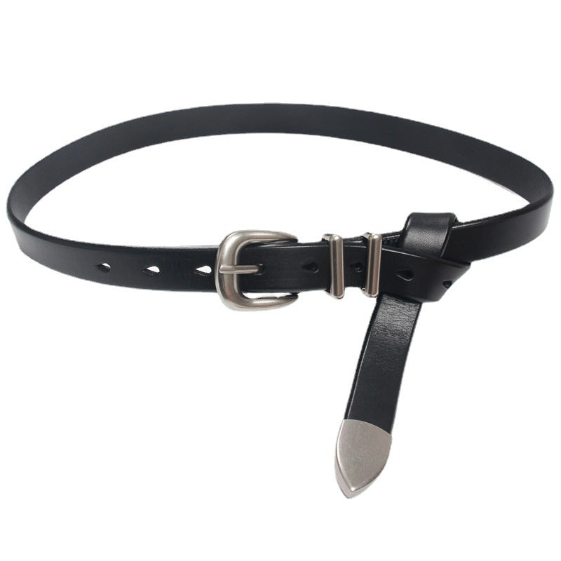 Korean Artistic Youth Silver Buckle Womens Slender Waist