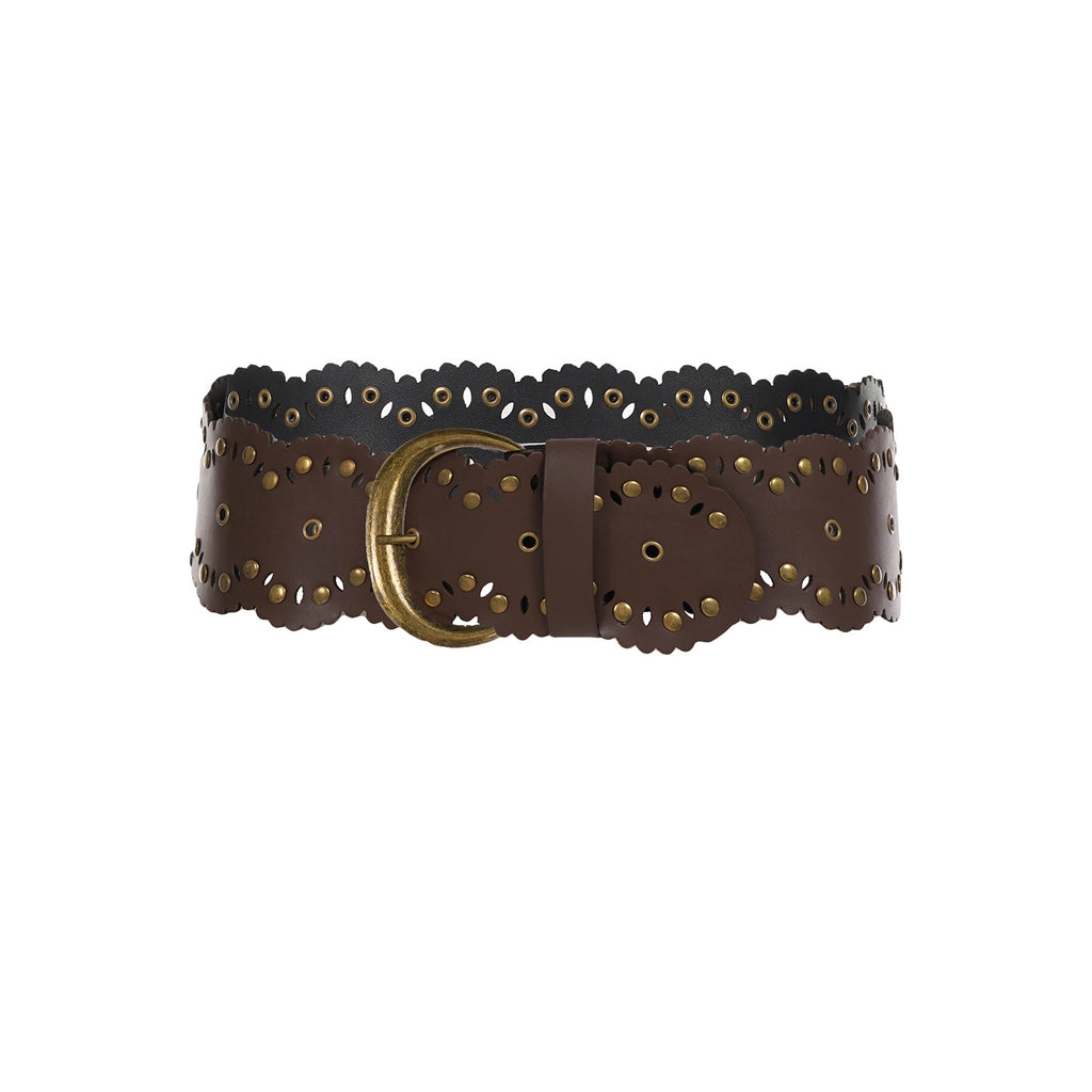 Retro Rivet Wide Female Pin Buckle Belt