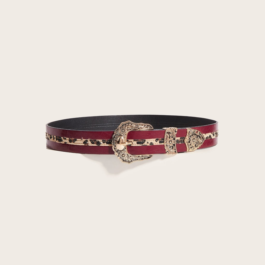 Punk-style Womens Carved-buckle Leather Belt