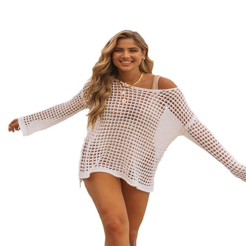 Mesh Hollow Out Knitwear Swimsuit Beach Sun Protection