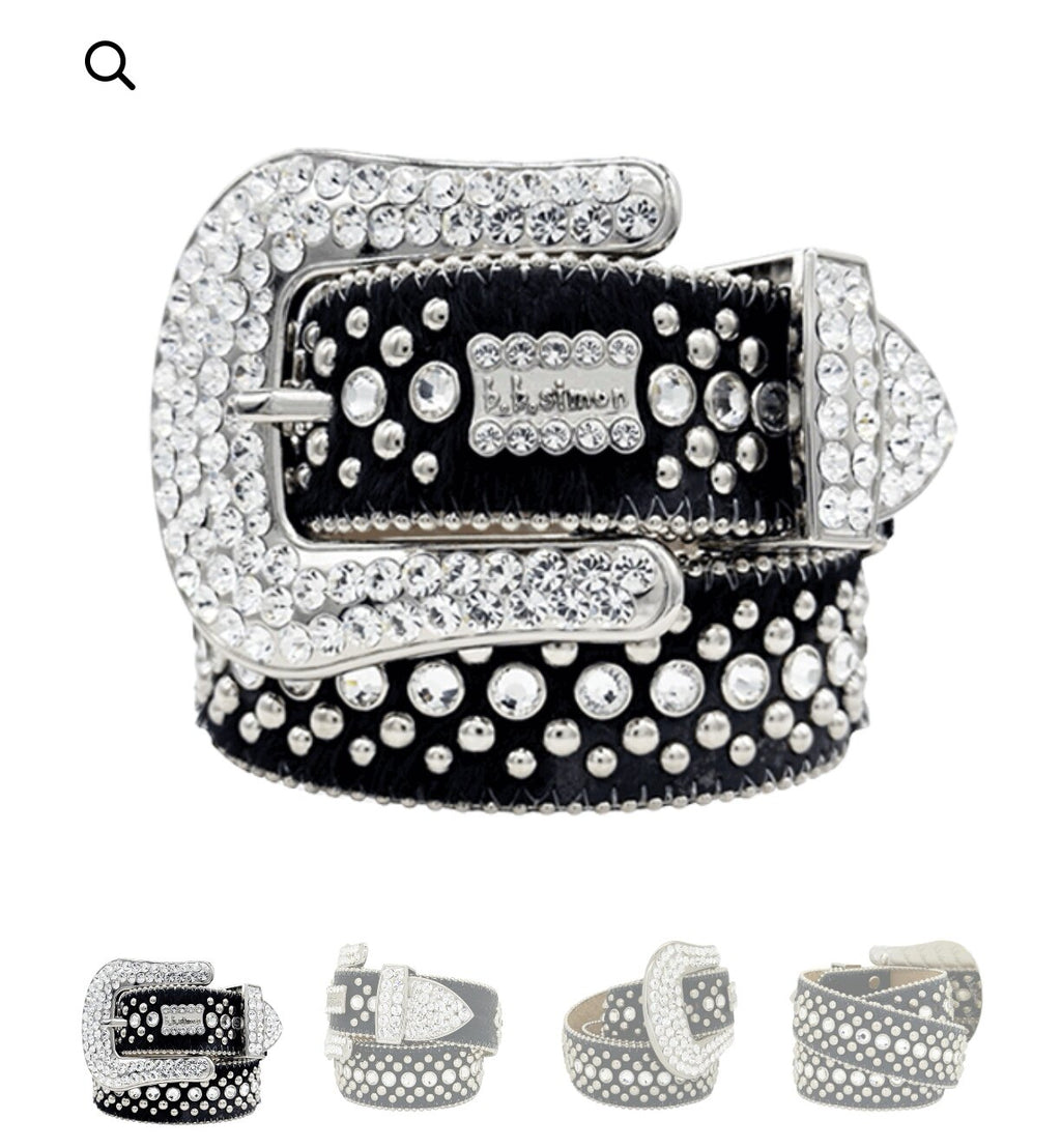 New Rhinestone Belt With Top-grain Leather Unisex