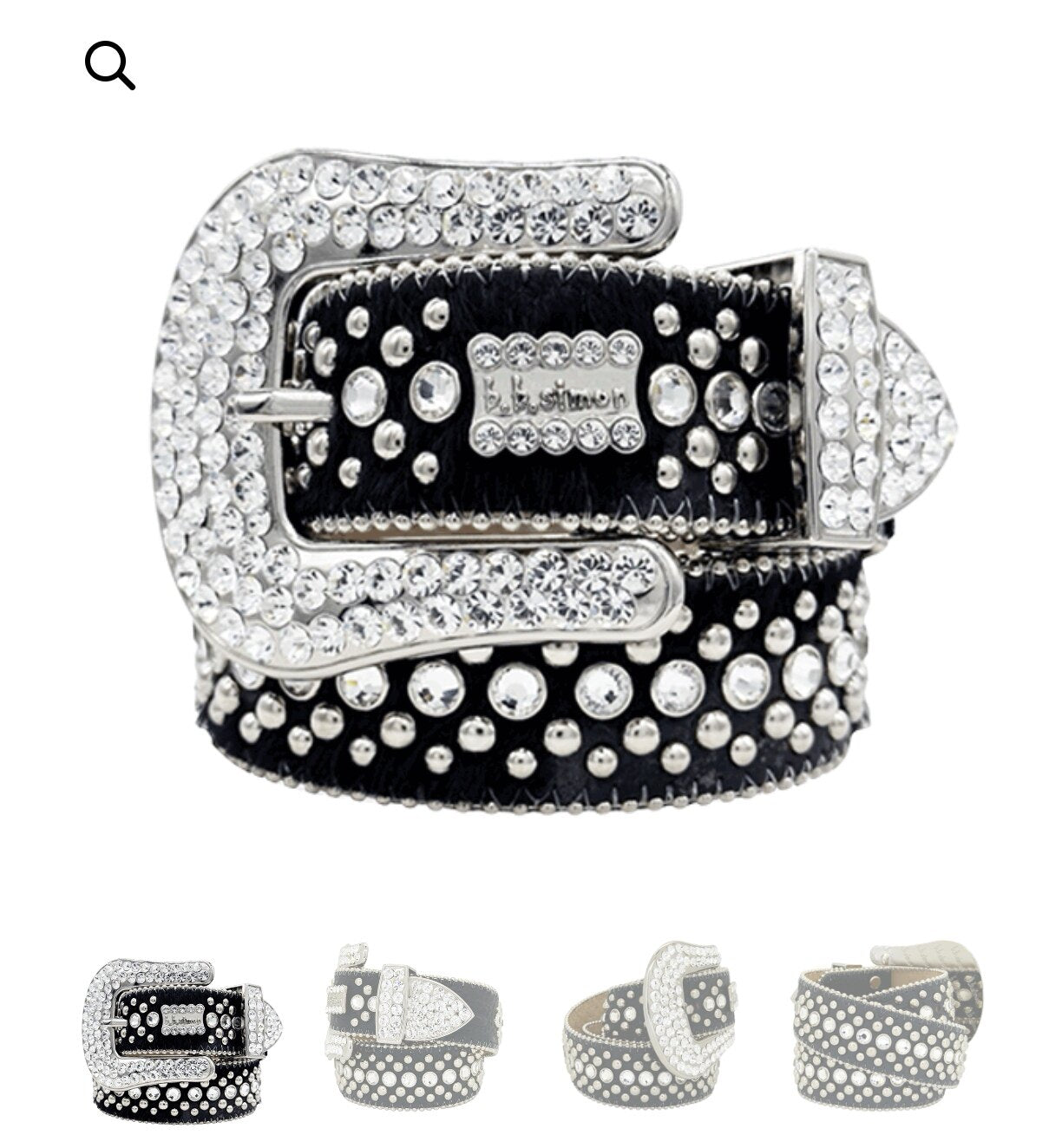 New Rhinestone Belt With Top-grain Leather Unisex