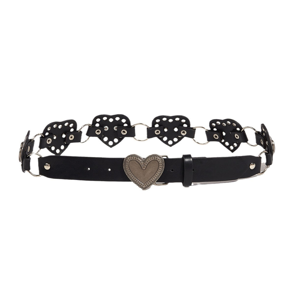 Street-style Hollowed-out Circular PU Leather Belt
