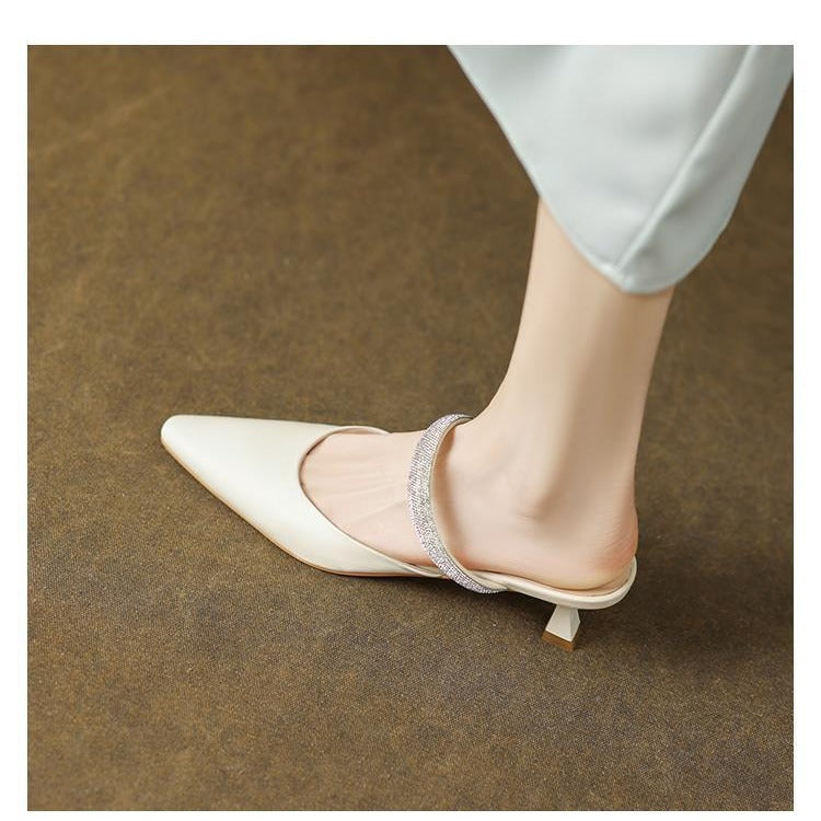 Stylish Stiletto Heels With Rhinestone Detailing And A Closed Toe