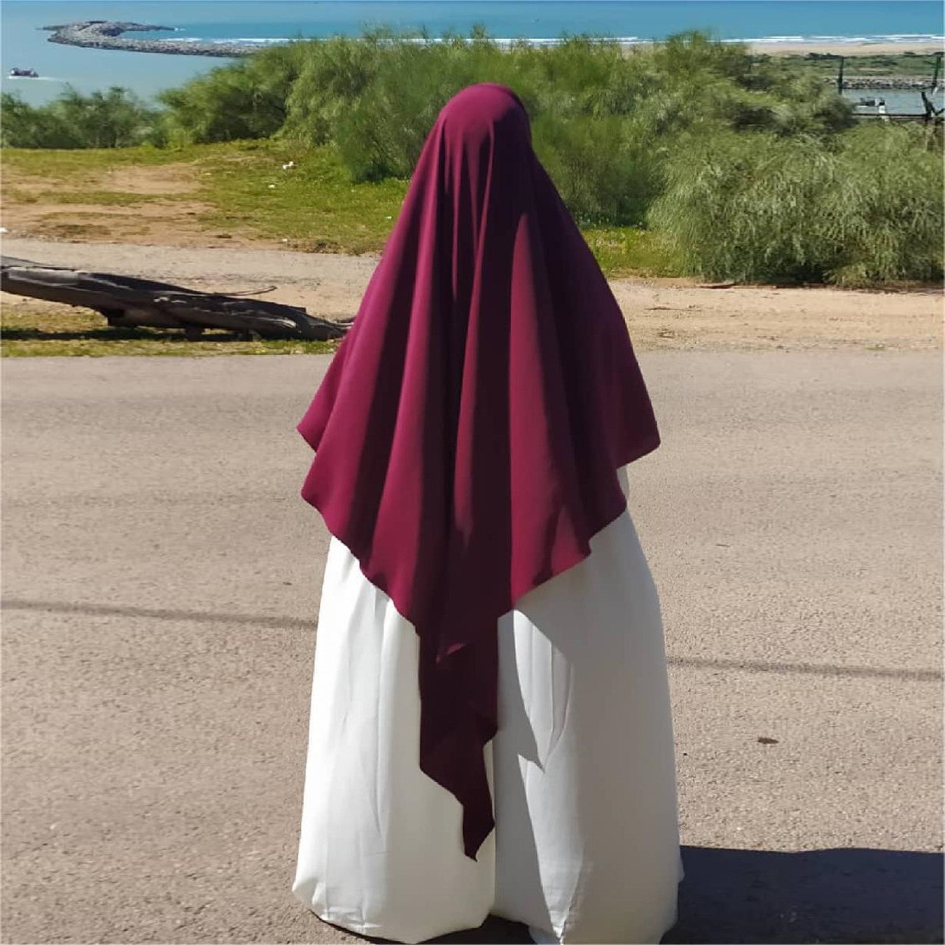 Extended And Widened Single-layer Ripped-edge Headscarf