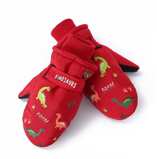 Creative Ski Gloves Cartoon Little Dinosaur Fleece-lined Warm