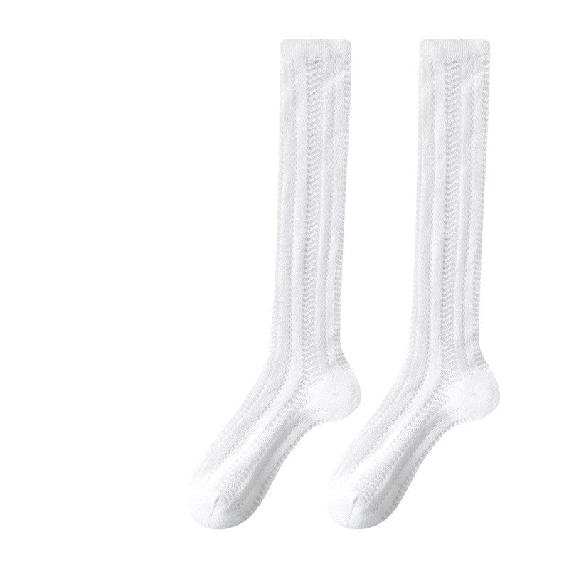 Summer Thin Mesh Breathable Calf Socks For Children, Versatile Midsole Stacking Socks